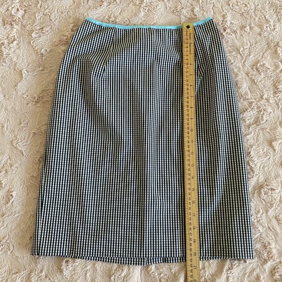 Barami Womens 0 Checkered Black White Pencil Skirt w Blue Trim/Lining - Picture 6 of 8